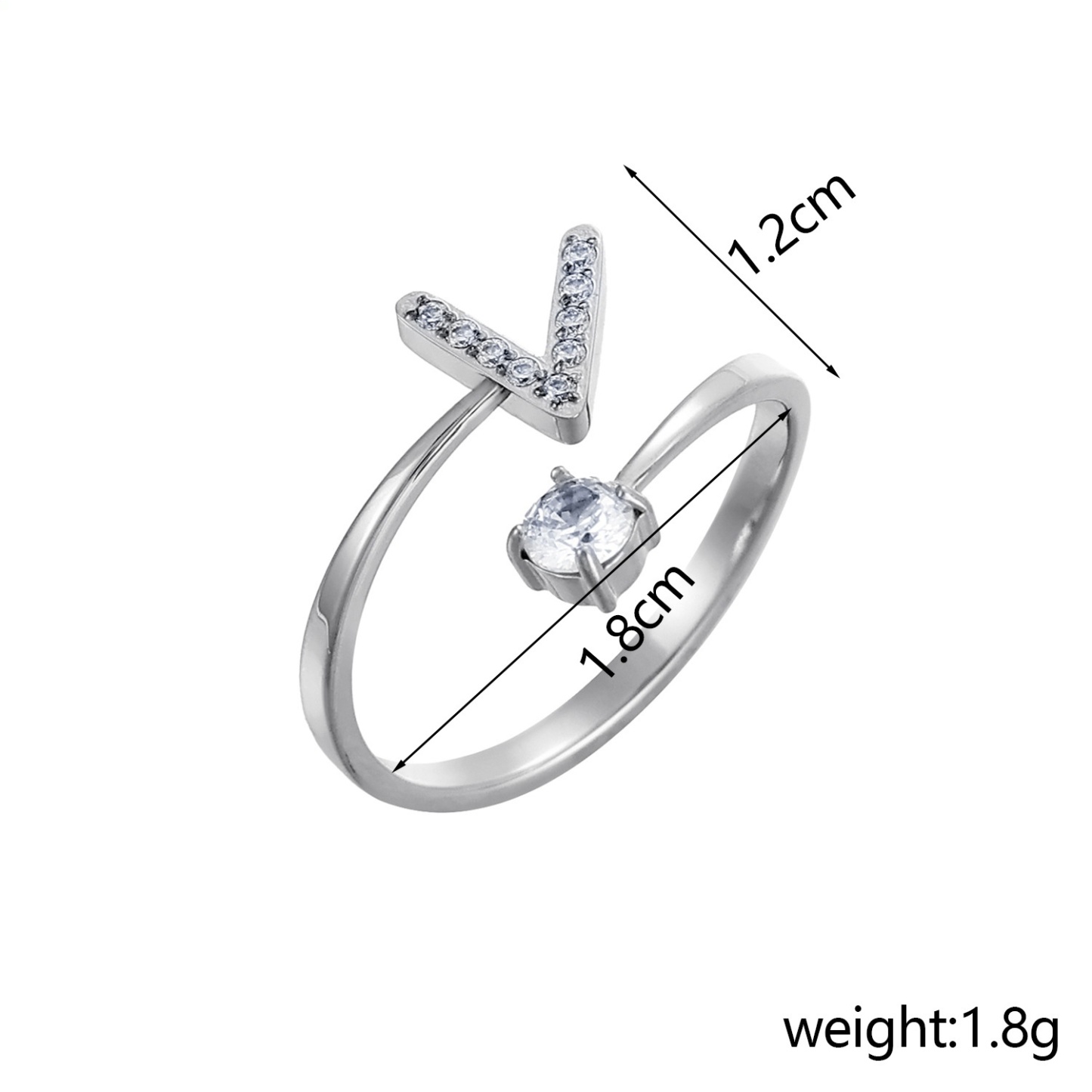 26-Letter Diamond-Inlaid Ring (Gold/Silver Version)
