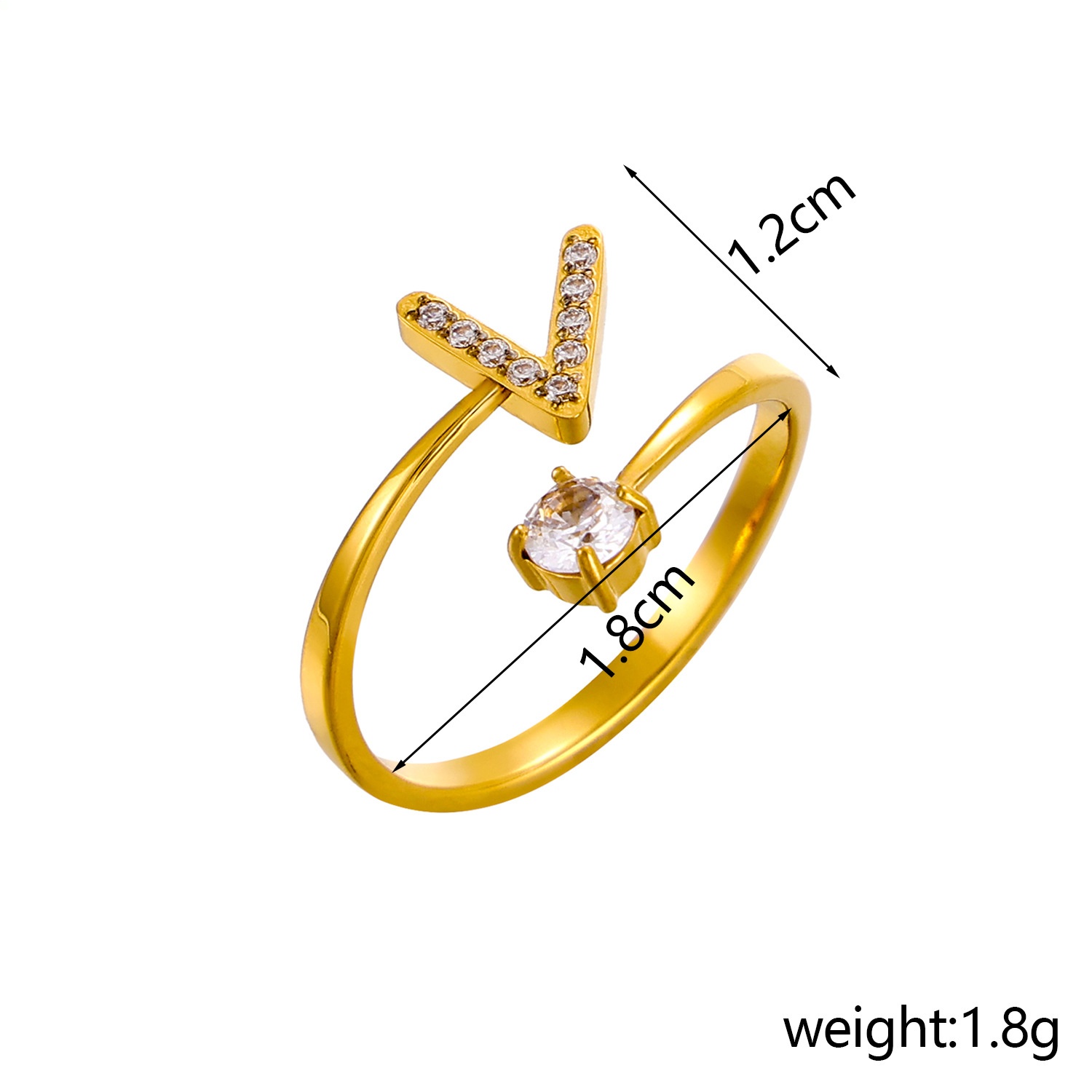 26-Letter Diamond-Inlaid Ring (Gold/Silver Version)