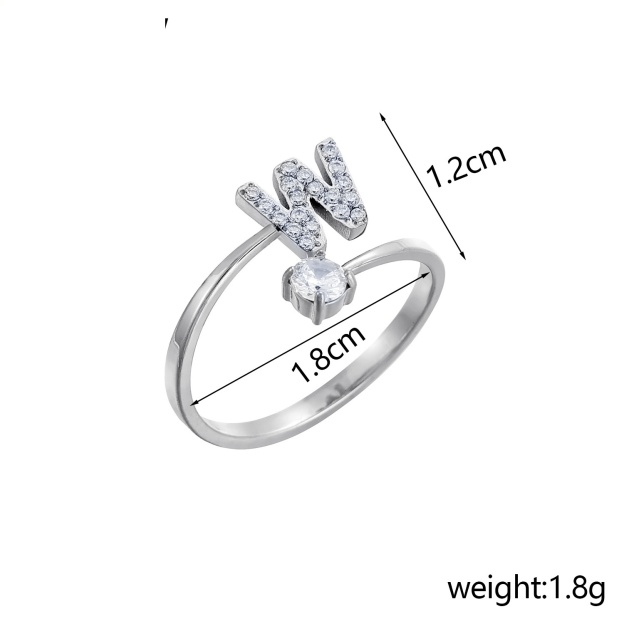 26-Letter Diamond-Inlaid Ring (Gold/Silver Version)
