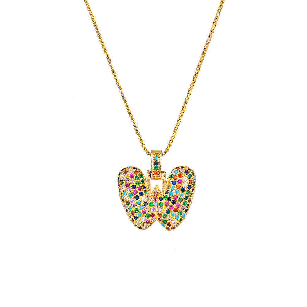 26 Letters Full-Diamond Colorful Necklace