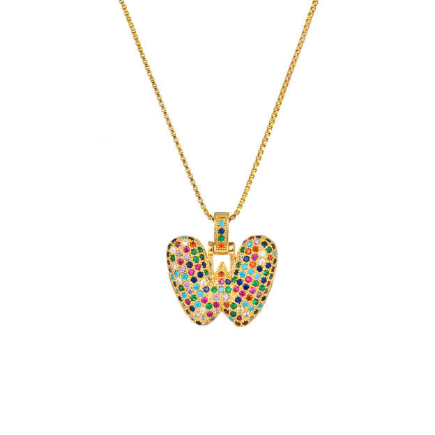 26 Letters Full-Diamond Colorful Necklace