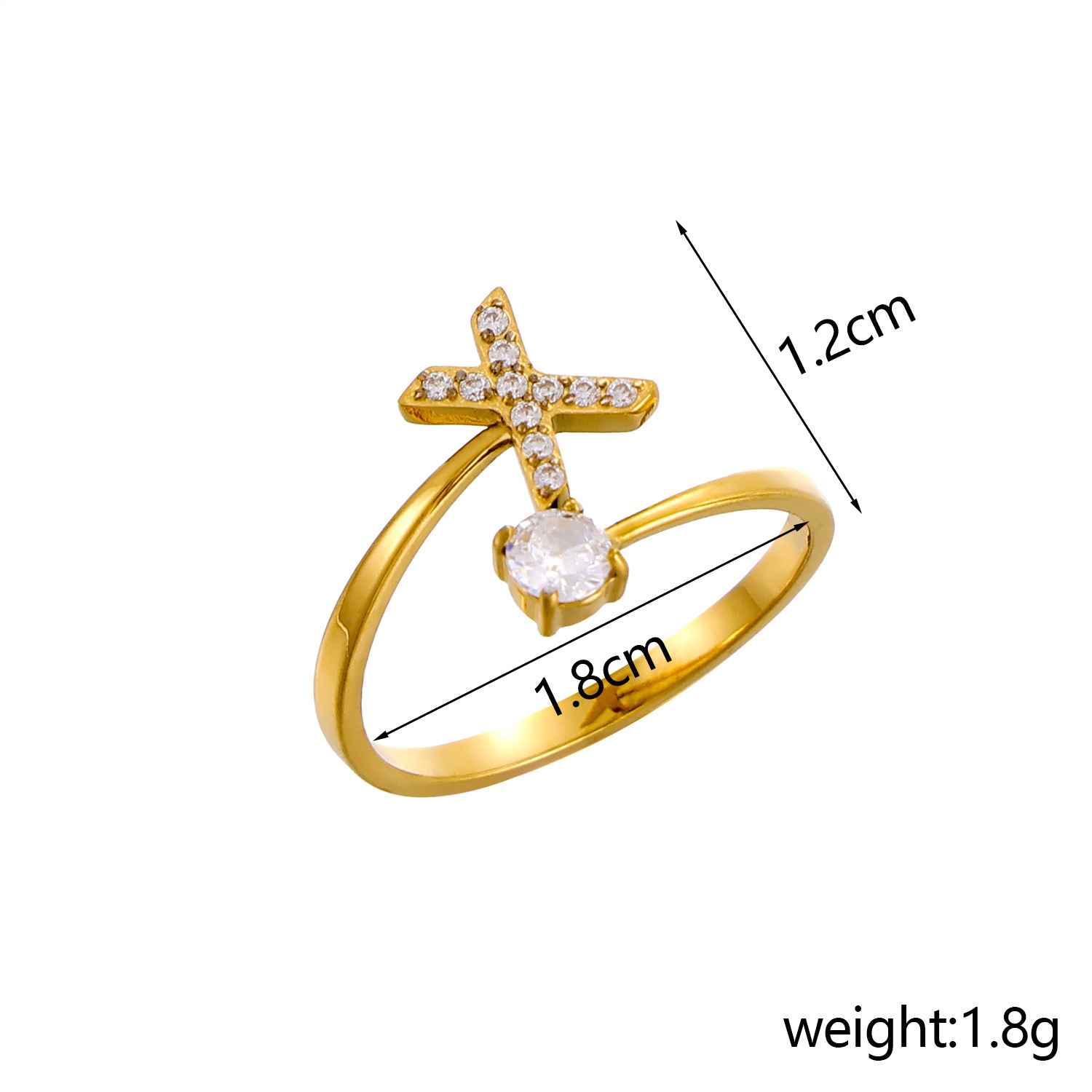 26-Letter Diamond-Inlaid Ring (Gold/Silver Version)
