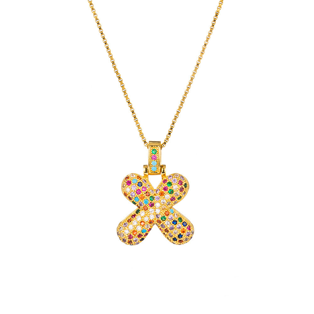 26 Letters Full-Diamond Colorful Necklace