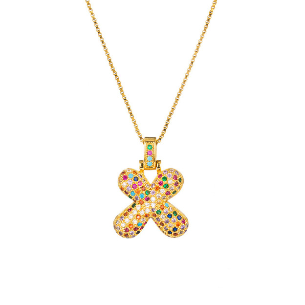 26 Letters Full-Diamond Colorful Necklace