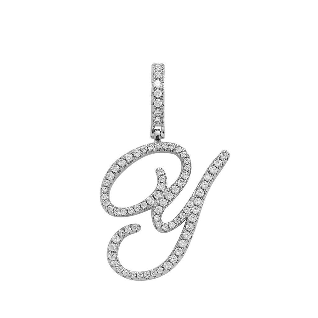 Floral Letter Full-Diamond Pendant Necklace (Gold/Silver Version)