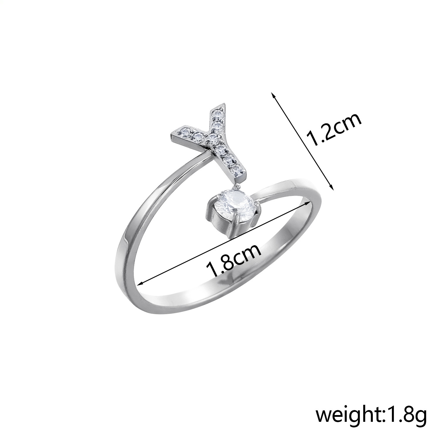 26-Letter Diamond-Inlaid Ring (Gold/Silver Version)