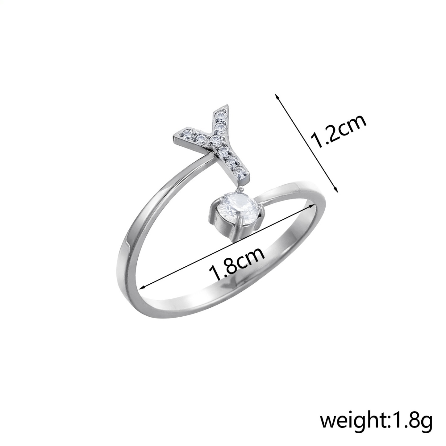 26-Letter Diamond-Inlaid Ring (Gold/Silver Version)