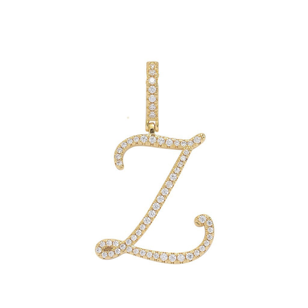 Floral Letter Full-Diamond Pendant Necklace (Gold/Silver Version)