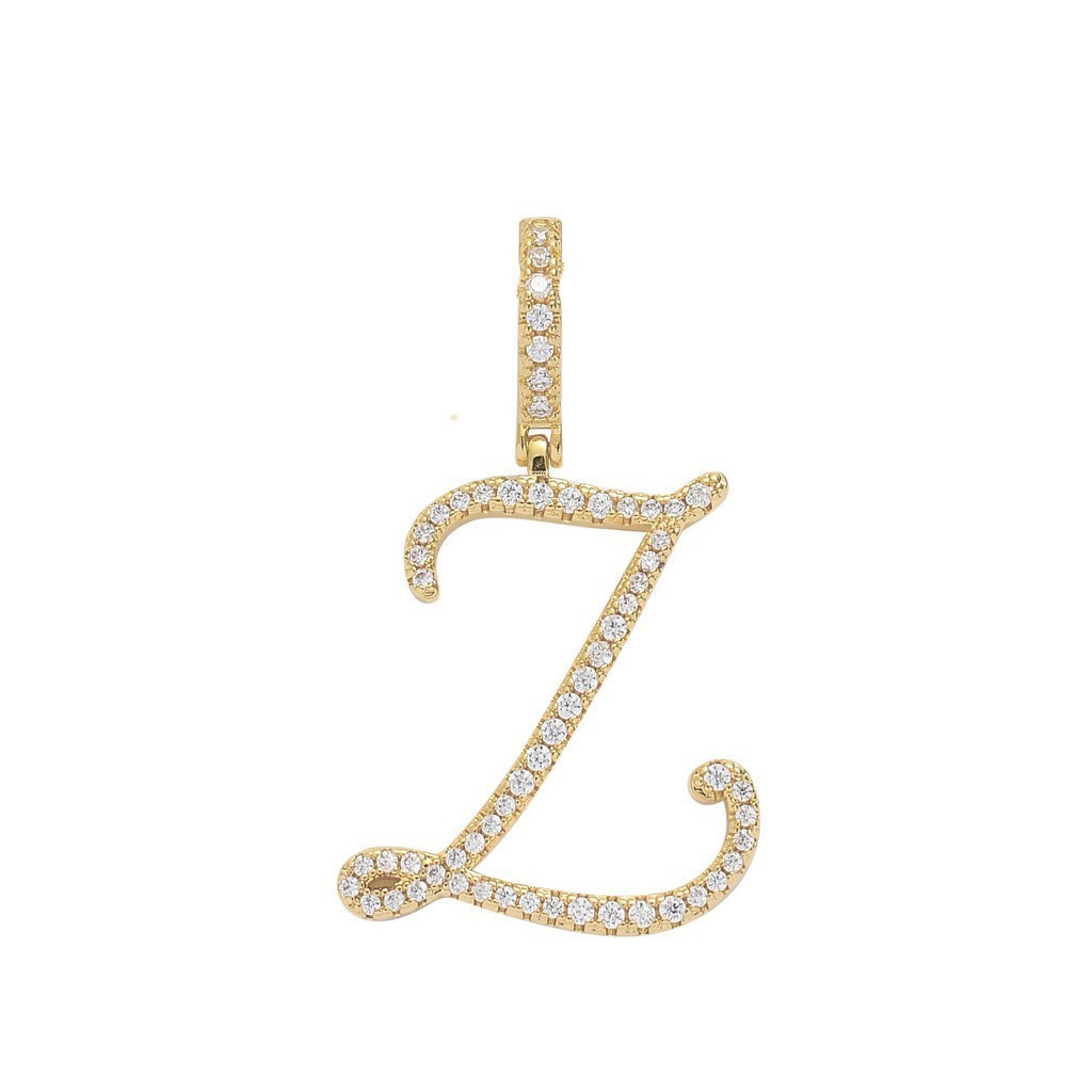 Floral Letter Full-Diamond Pendant Necklace (Gold/Silver Version)