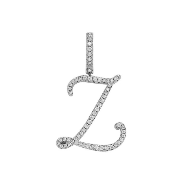 Floral Letter Full-Diamond Pendant Necklace (Gold/Silver Version)
