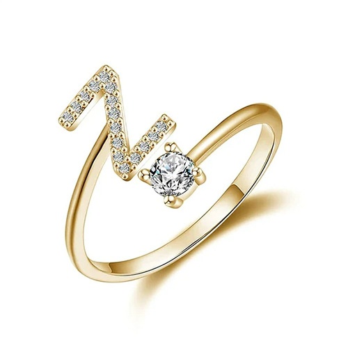 26-Letter Diamond-Inlaid Ring (Gold/Silver Version)