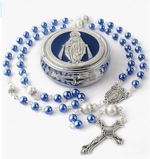Pearl Rosary Beads Gift Set with Ornate Keepsake Box
