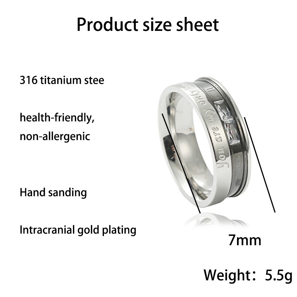 316L Stainless Steel Couple Engraved Ring Set