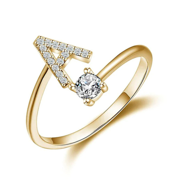 26-Letter Diamond-Inlaid Ring (Gold/Silver Version)