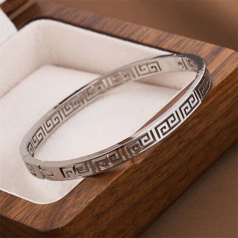 Timeless Greek Key Meander Bangle 