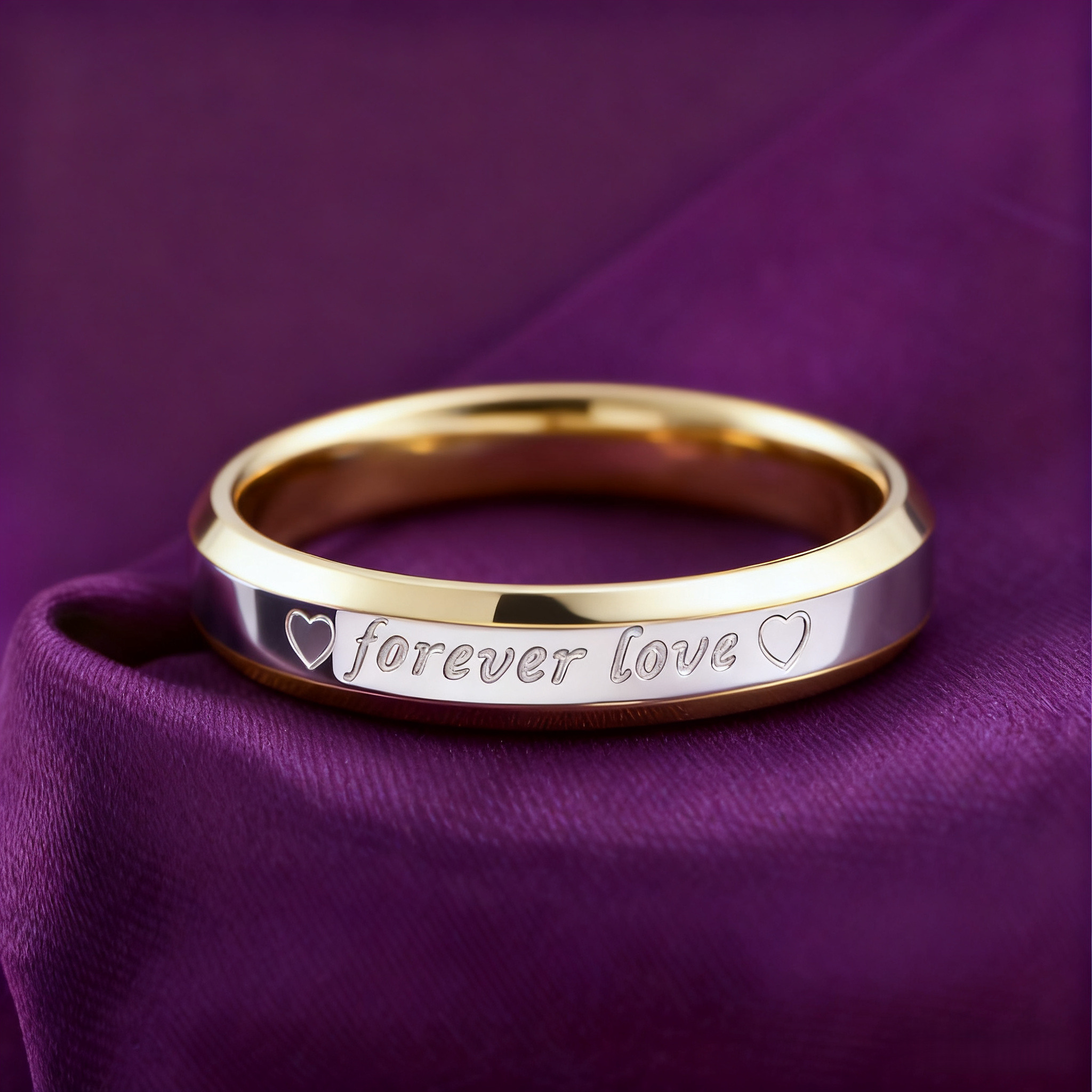  "Forever Love" Two-Tone Couple Ring