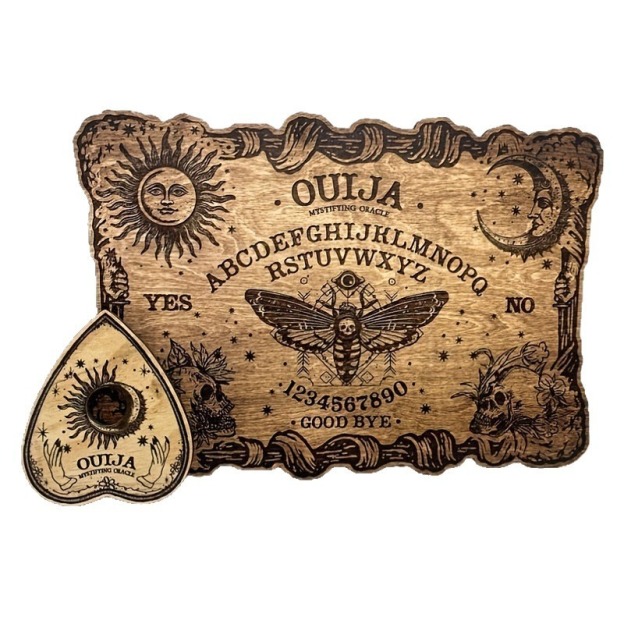 Laser-Engraved Wooden Ouija Board with Planchette Set