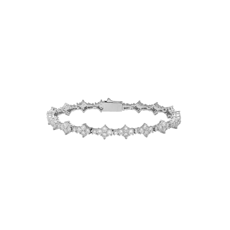 Pavé-Set Starburst Silver Bracelet