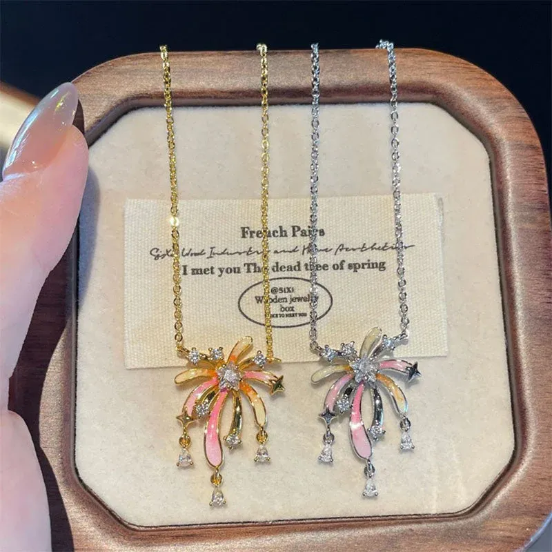 Romantic Colorful Zircon Firework Necklace
