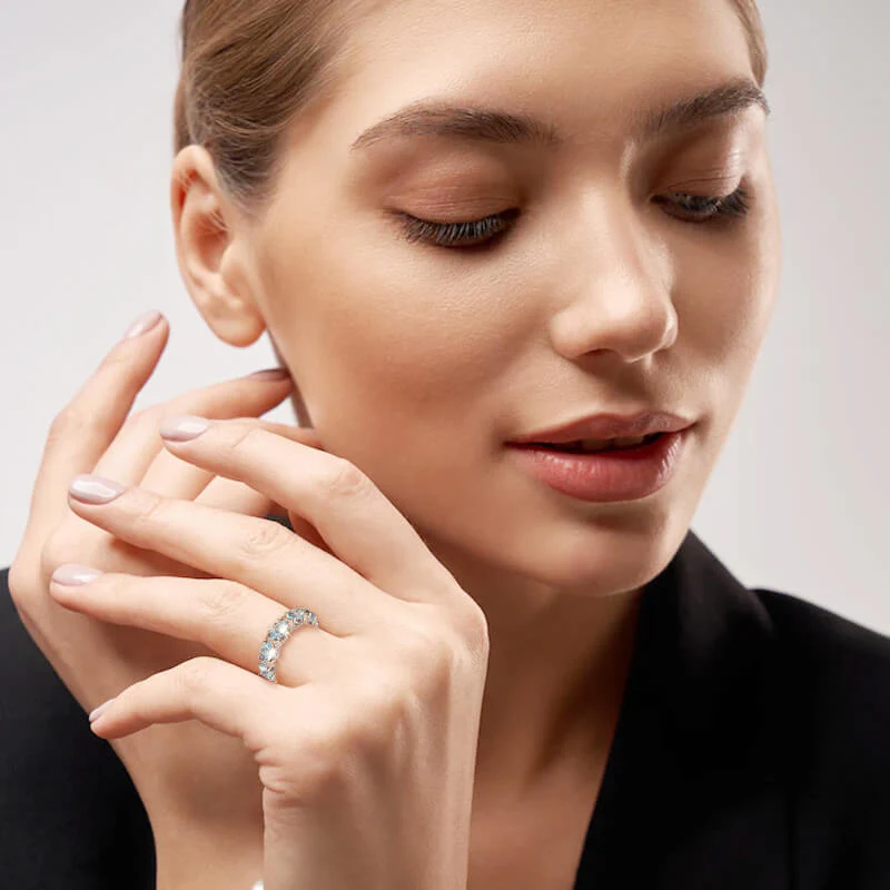 Full Diamond Navy Blue Ring