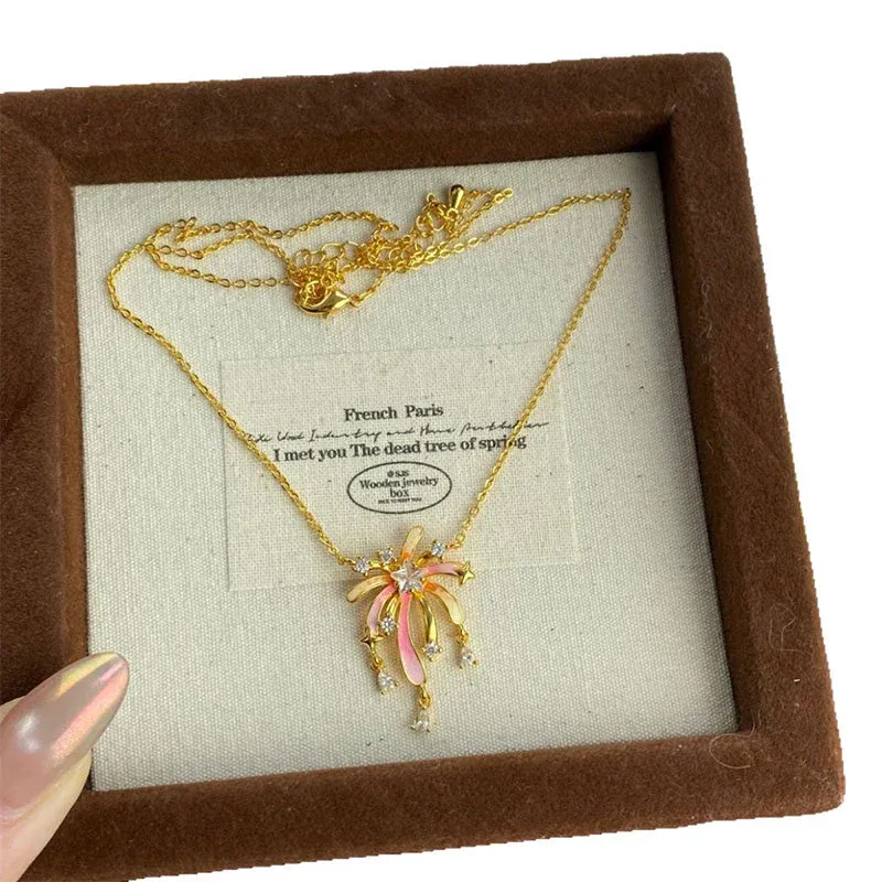 Romantic Colorful Zircon Firework Necklace