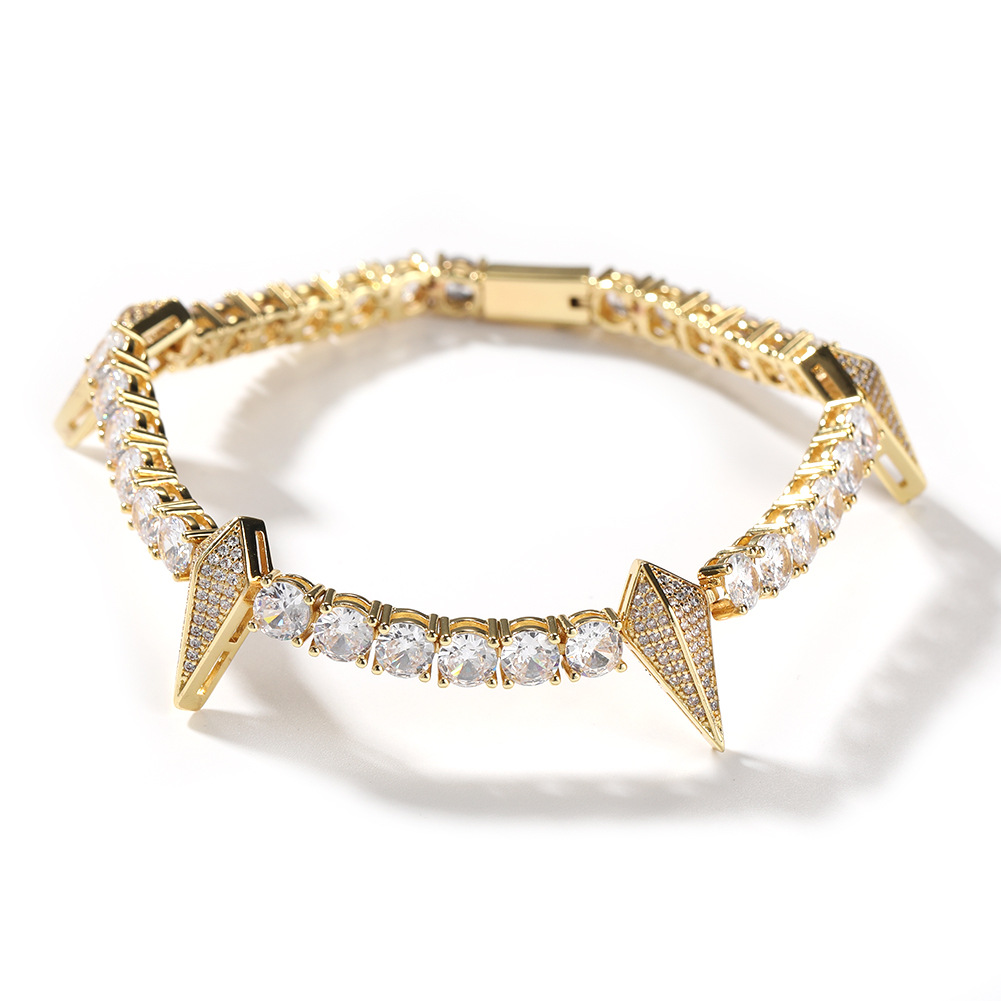 Multi-Color Spiked Full-Diamond Bracelet (Gold/Silver/Black/Pink/Purple Version)