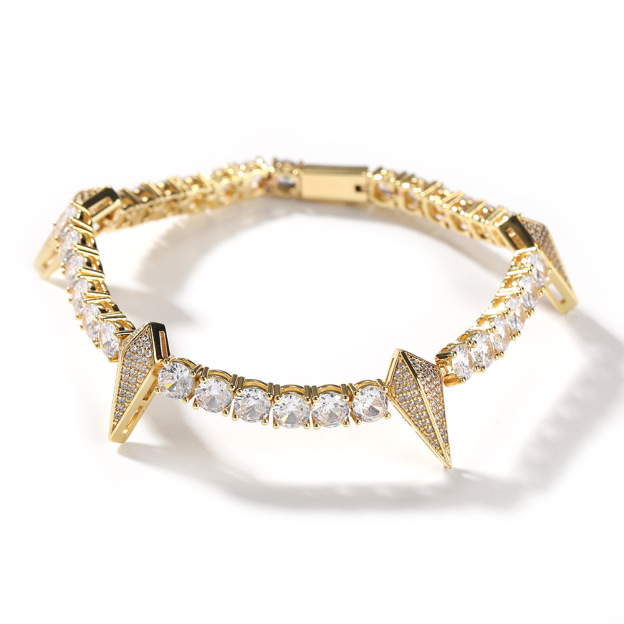 Multi-Color Spiked Full-Diamond Bracelet (Gold/Silver/Black/Pink/Purple Version)