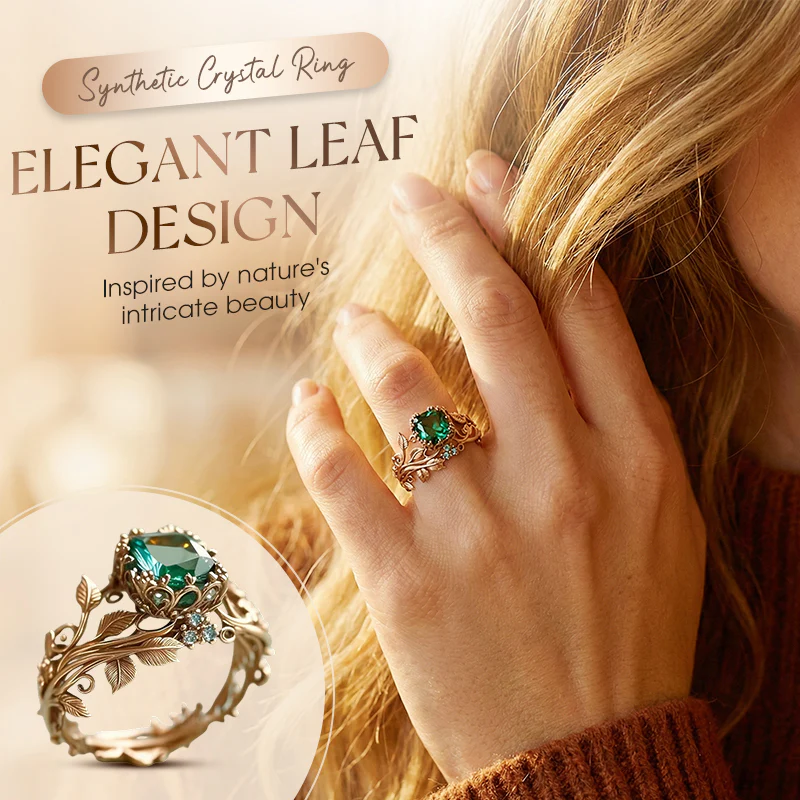 Vine Crystal Glow Vintage Vine Green Crystal Ring｜Natural Texture for Finger Elegance