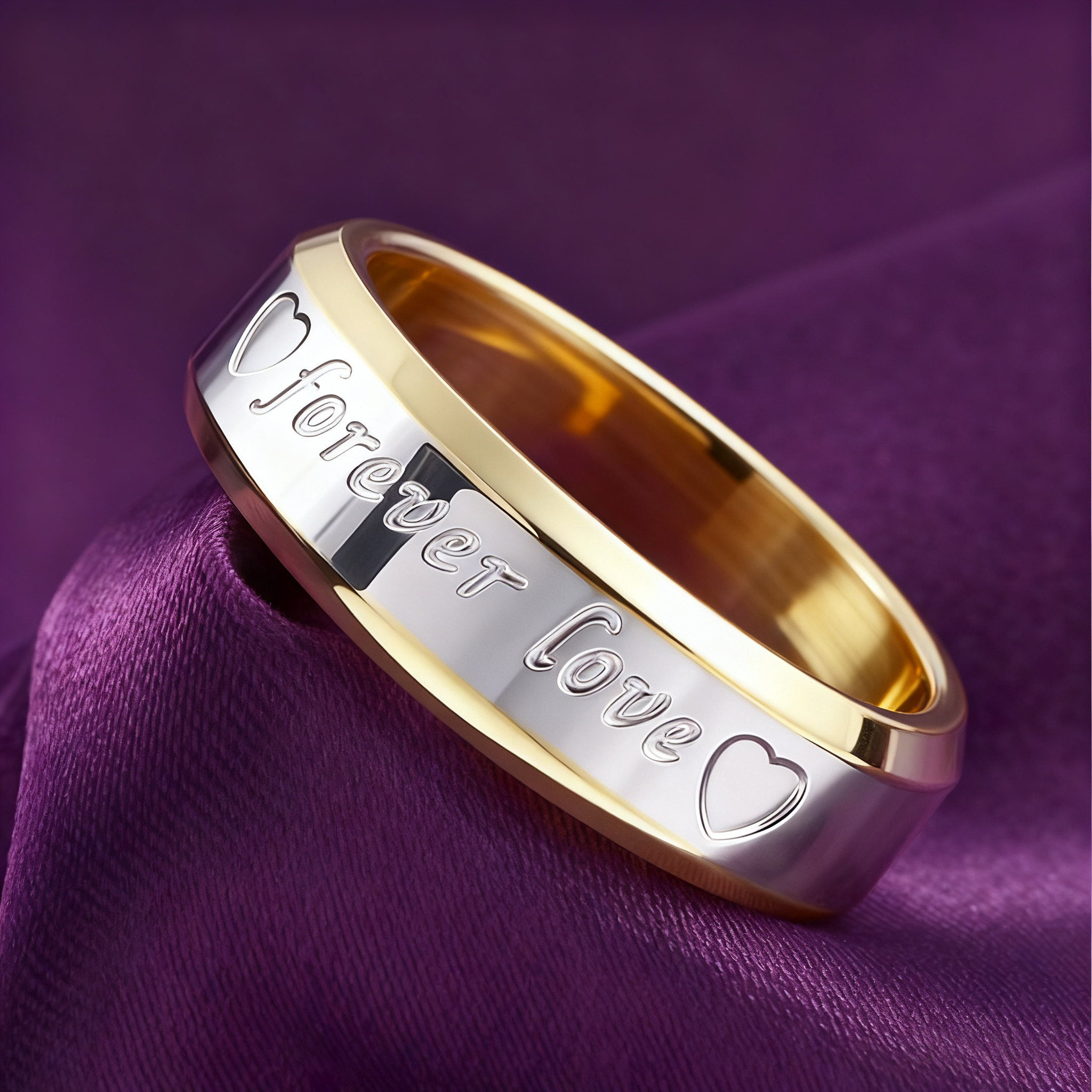  "Forever Love" Two-Tone Couple Ring