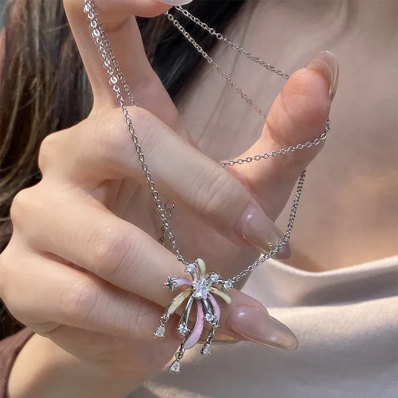 Romantic Colorful Zircon Firework Necklace