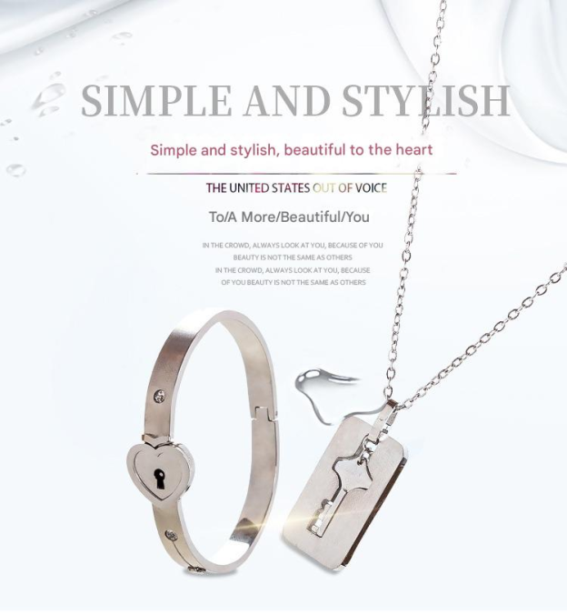 Heartlock Whisper Key & Lock Bracelet Necklace Set（Free Shipping）