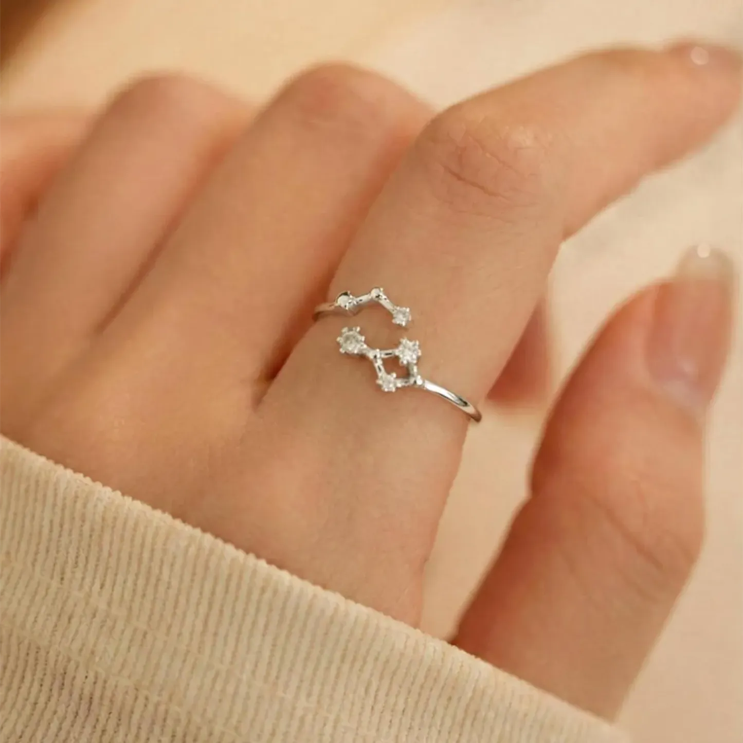 Sterling Silver CZ Diamond Zodiac Ring