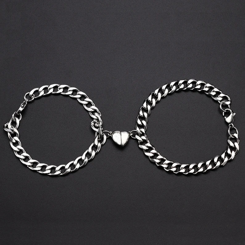  Metal Chain Heart Magnetic Couple Bracelet 