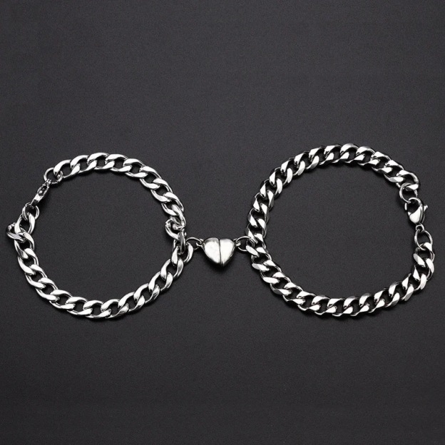  Metal Chain Heart Magnetic Couple Bracelet 