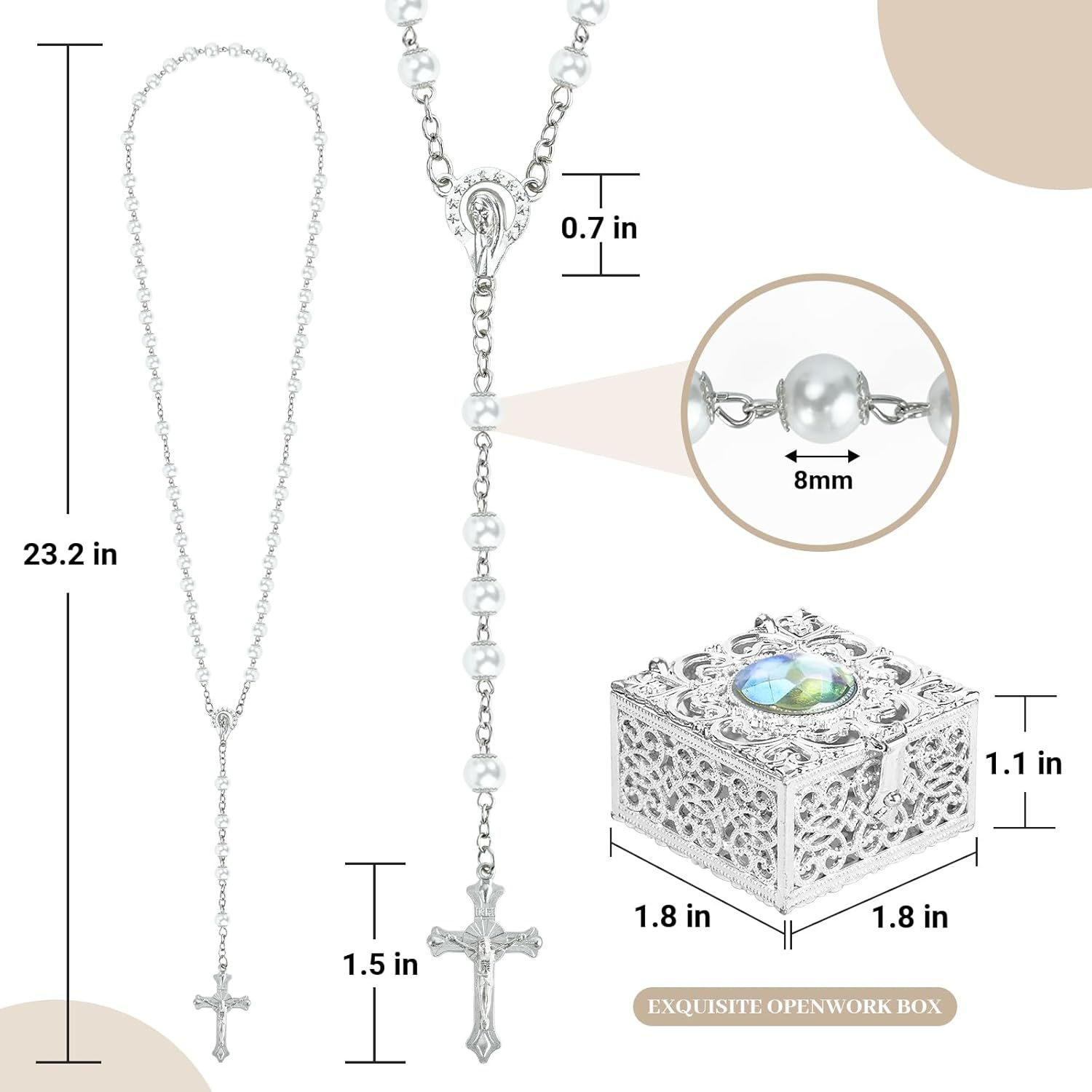 Pearl Rosary Beads Gift Set with Ornate Keepsake Box