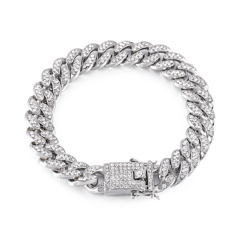 Pavé-Set Cuban Link Bracelet (Two-Tone: Gold & Silver)