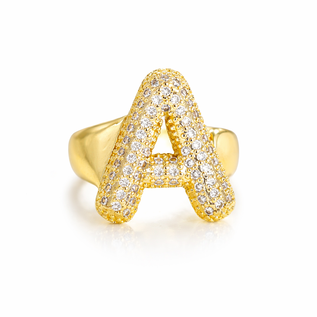Letter Starburst 18K Gold Diamond 26-Letter Open Ring（Free shipping on orders of two or more items）