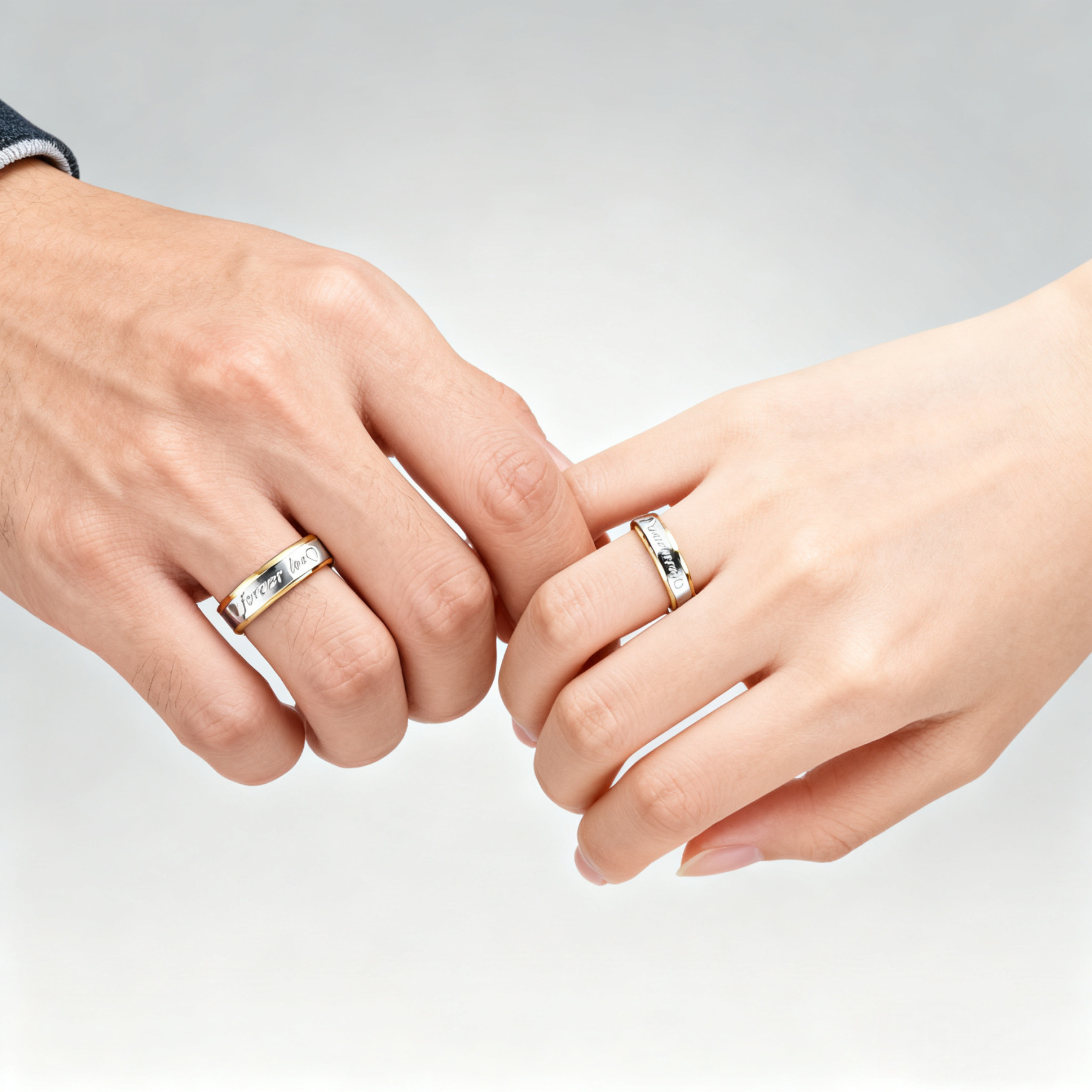  "Forever Love" Two-Tone Couple Ring