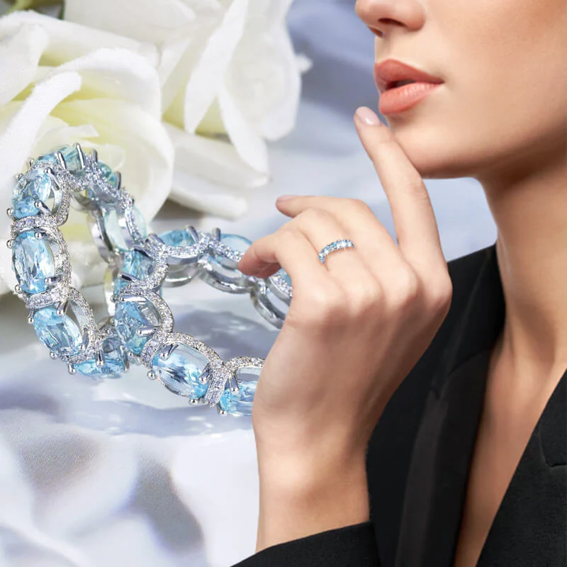 Full Diamond Navy Blue Ring