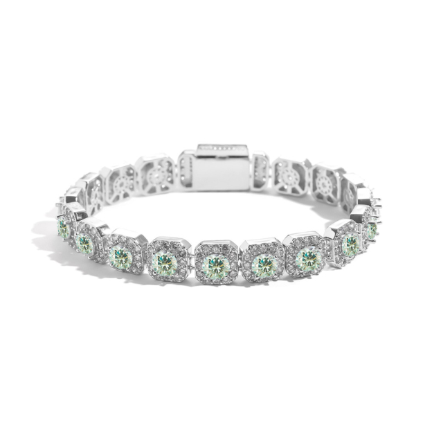 Silver Light Luxury Bracelet with Colored Gemstones