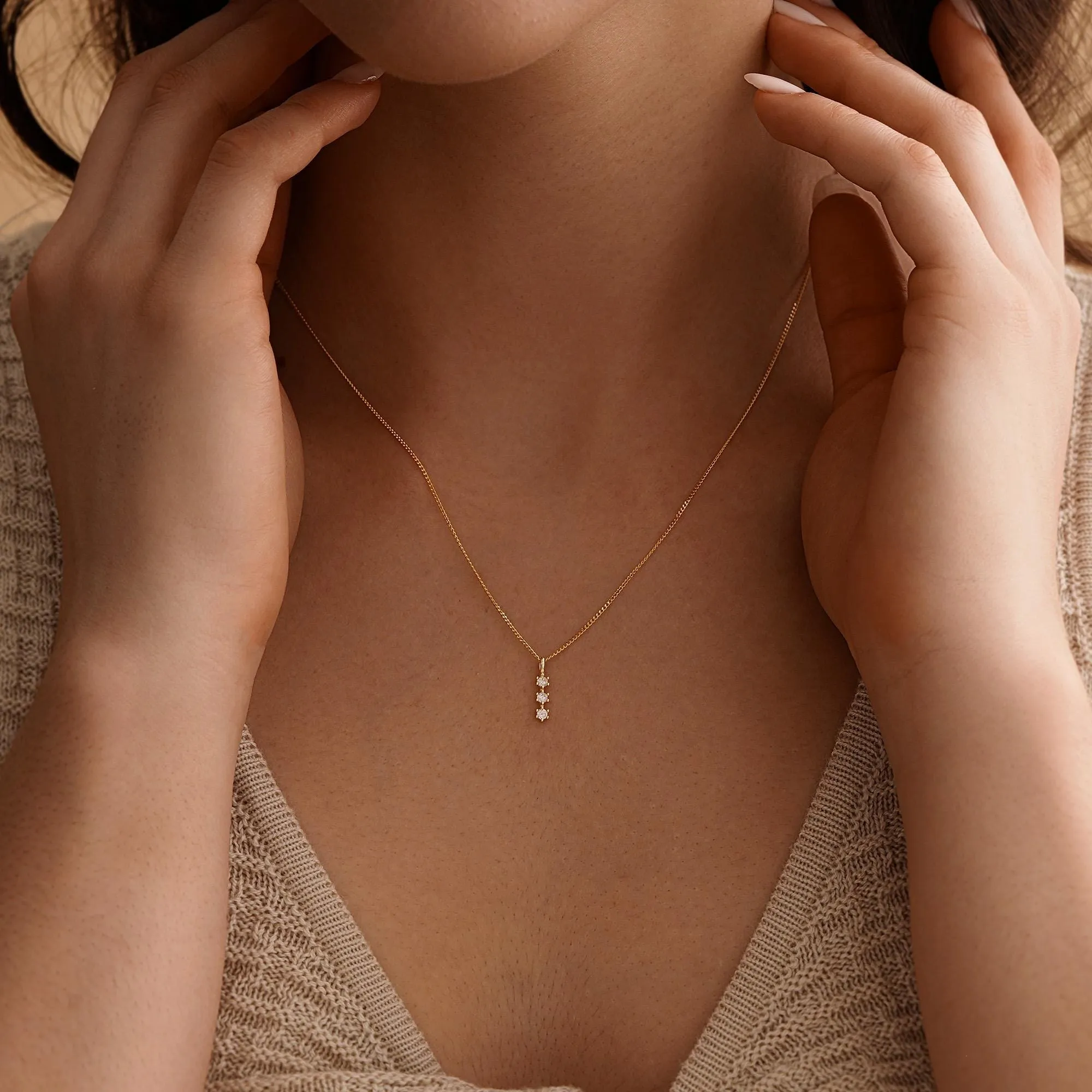 3 Tiny Diamond Necklace
