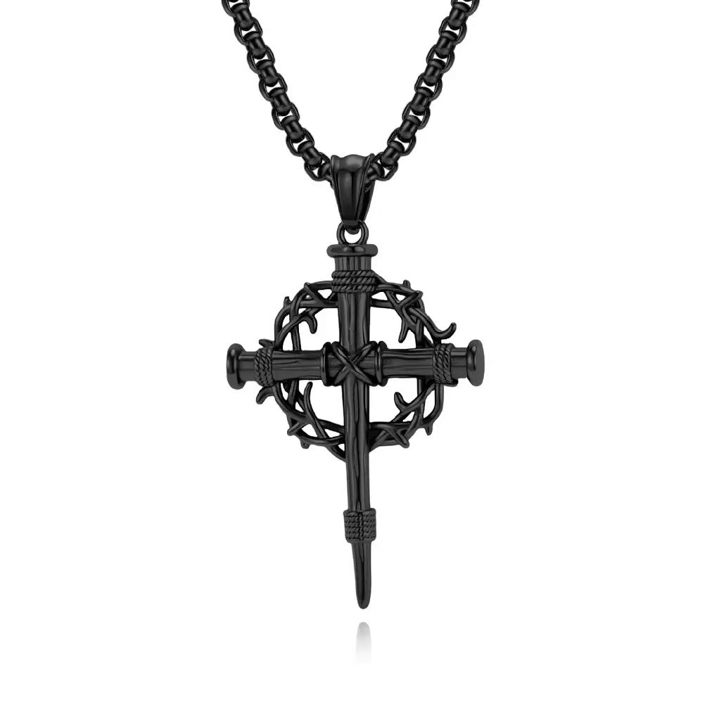 Thorn Crown Nail Cross Necklace