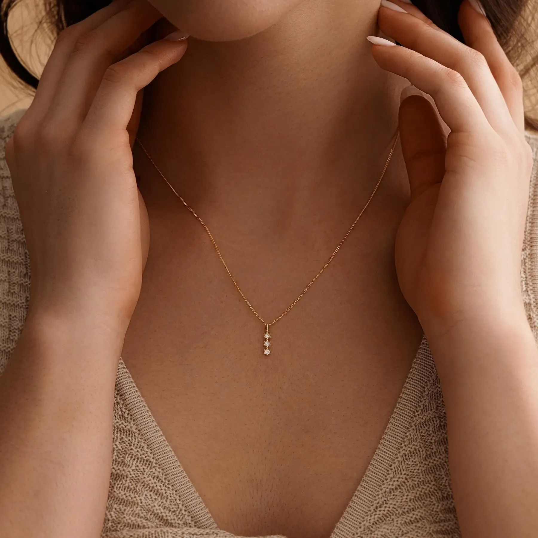 3 Tiny Diamond Necklace