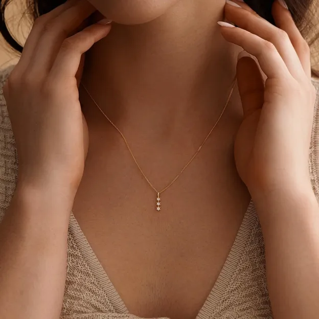 3 Tiny Diamond Necklace
