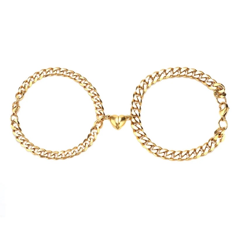  Metal Chain Heart Magnetic Couple Bracelet 