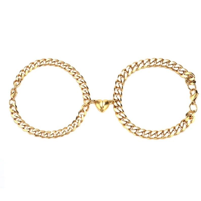  Metal Chain Heart Magnetic Couple Bracelet 
