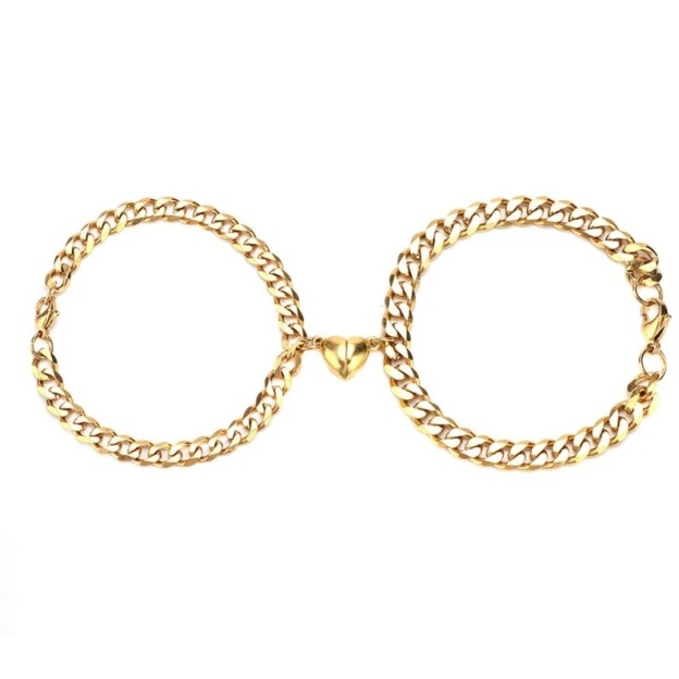  Metal Chain Heart Magnetic Couple Bracelet 