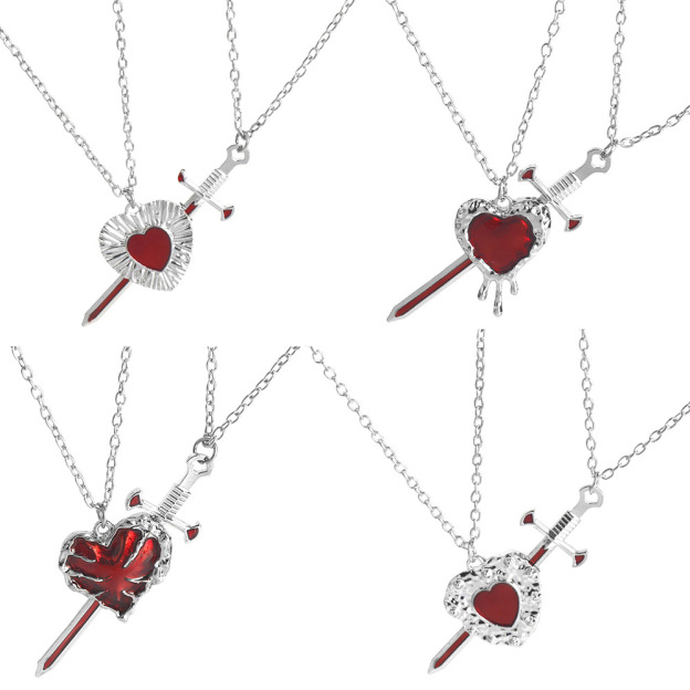 Dark-Style Sword-Through-Heart Niche Necklace