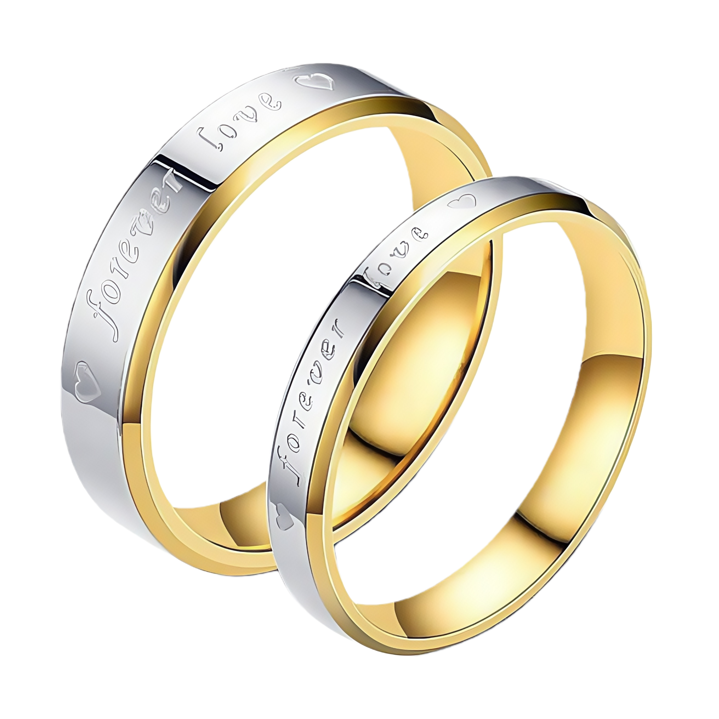  "Forever Love" Two-Tone Couple Ring