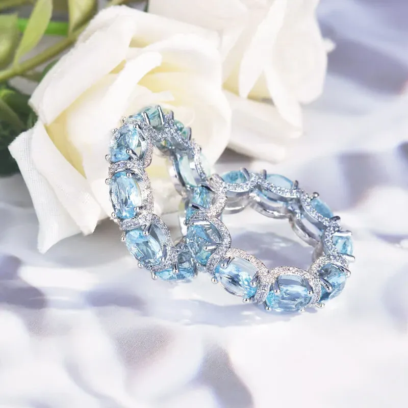 Full Diamond Navy Blue Ring